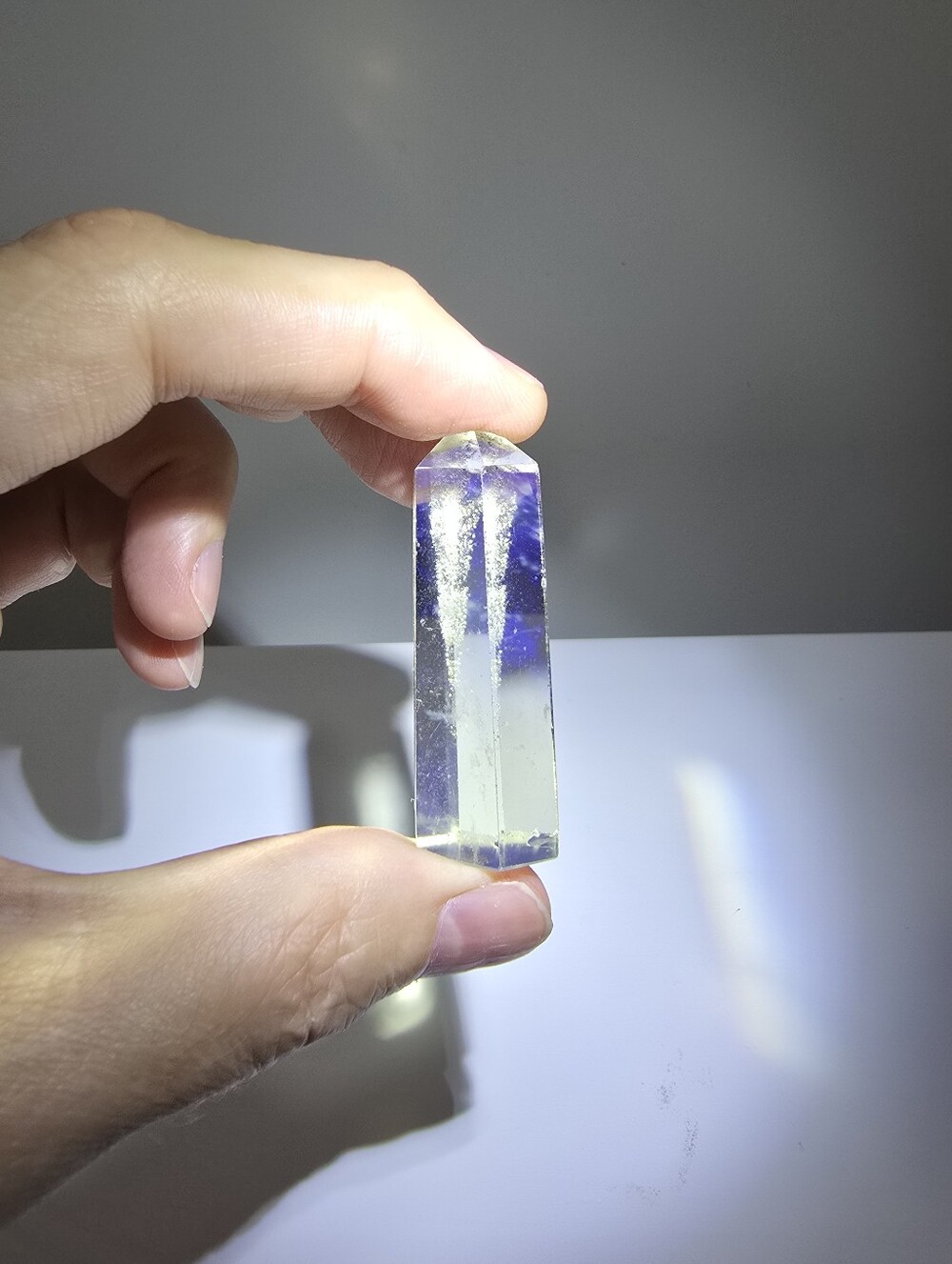 Champagne Quartz Crystal Tower with Blue Aura